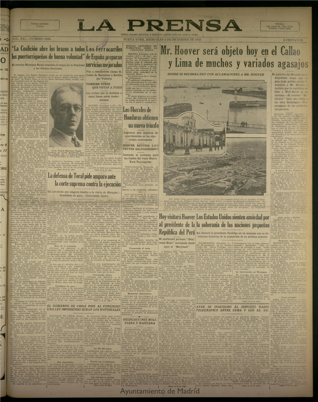 La Prensa De 5 De Diciembre De 1928, Nº 3398