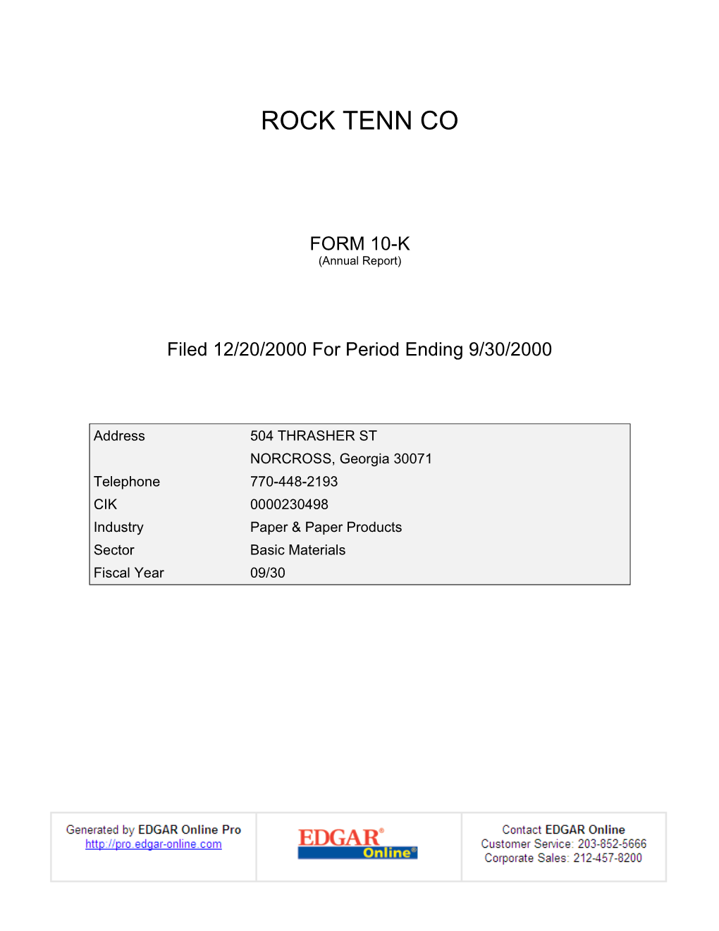 Rock Tenn Co