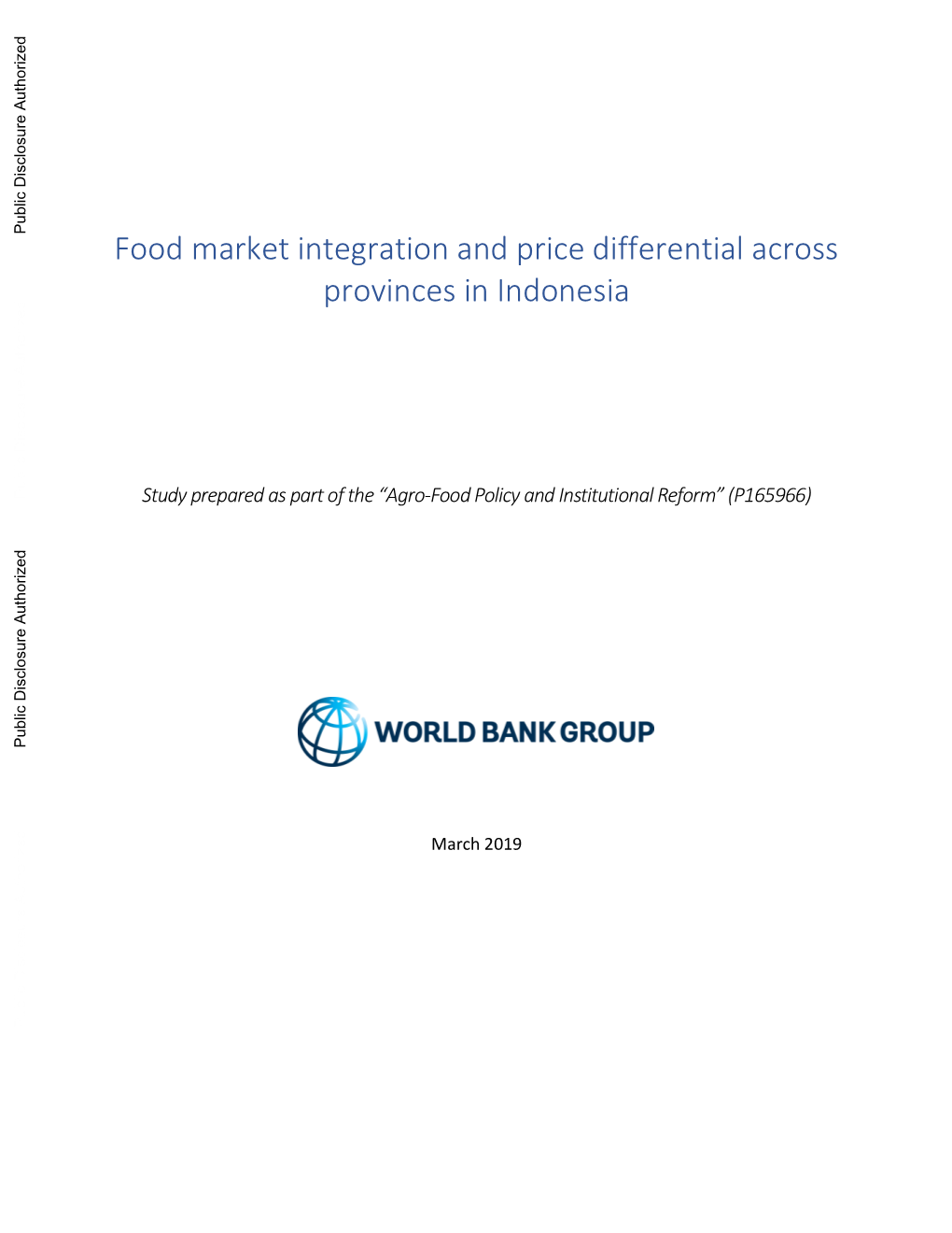 Food Market Integration and Price Differential Across Provinces in Indonesia