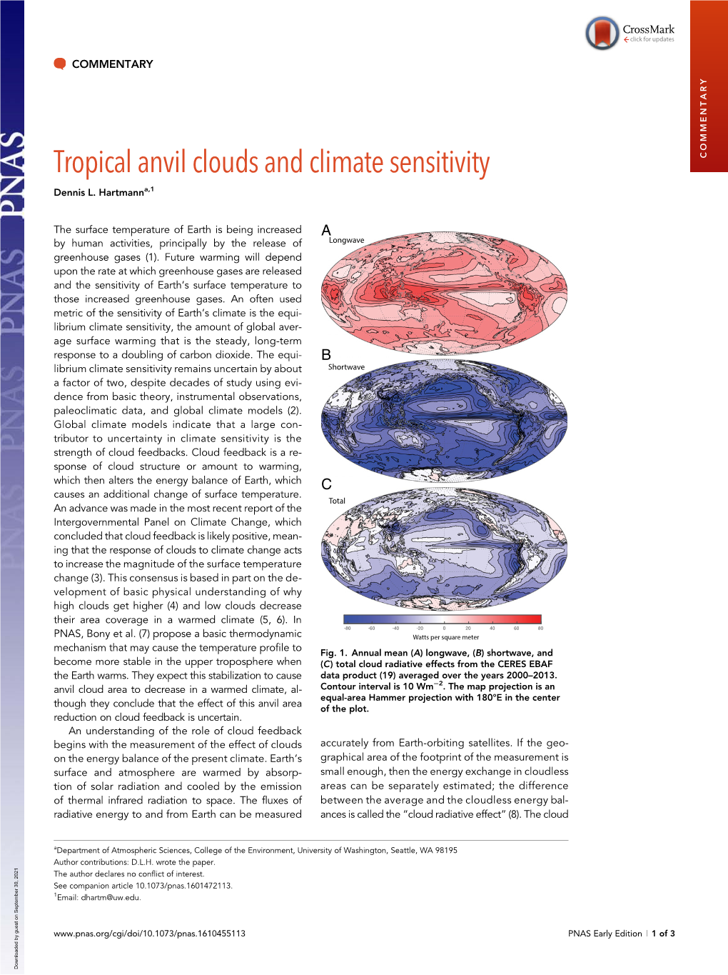 Tropical Anvil Clouds and Climate Sensitivity COMMENTARY