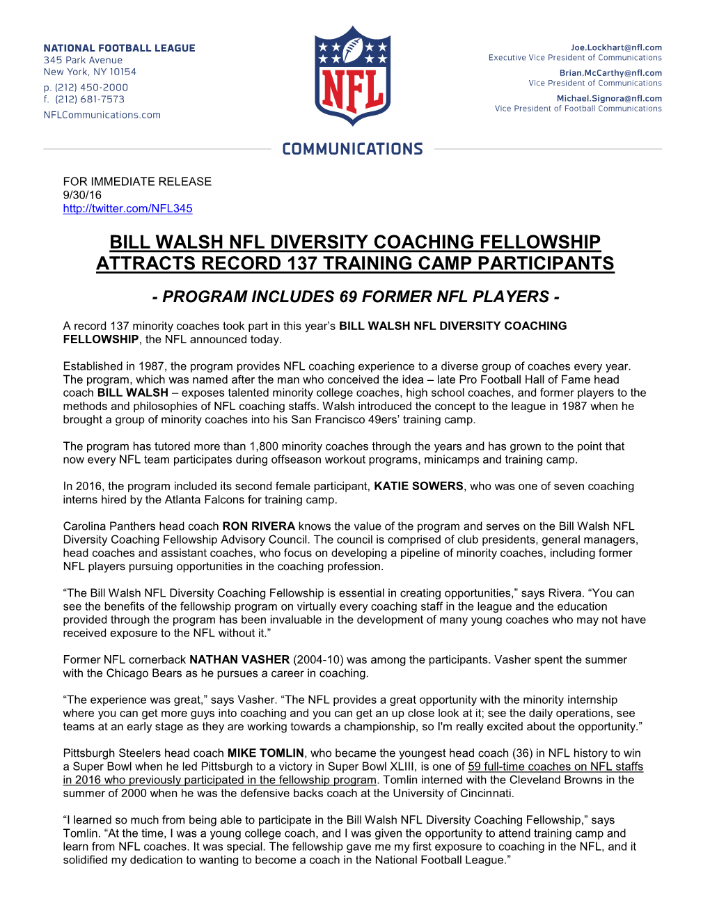 Bill Walsh Nfl Diversity Coaching Fellowship Attracts Record 137 Training Camp Participants