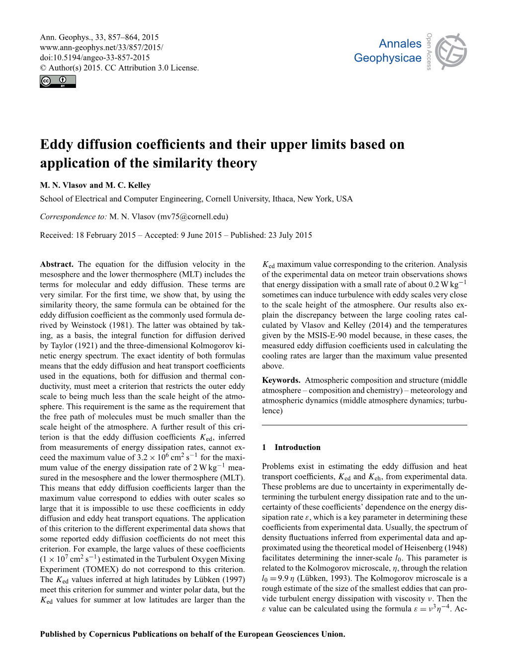 Eddy Diffusion Coefficients and Their Upper Limits Based on Application Of