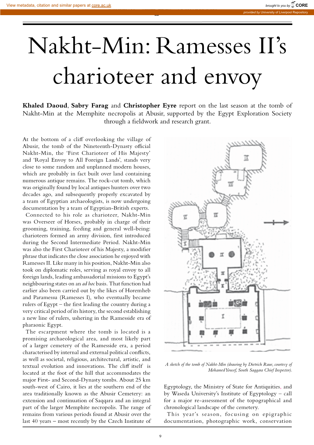 Nakht-Min: Ramesses II’S Charioteer and Envoy