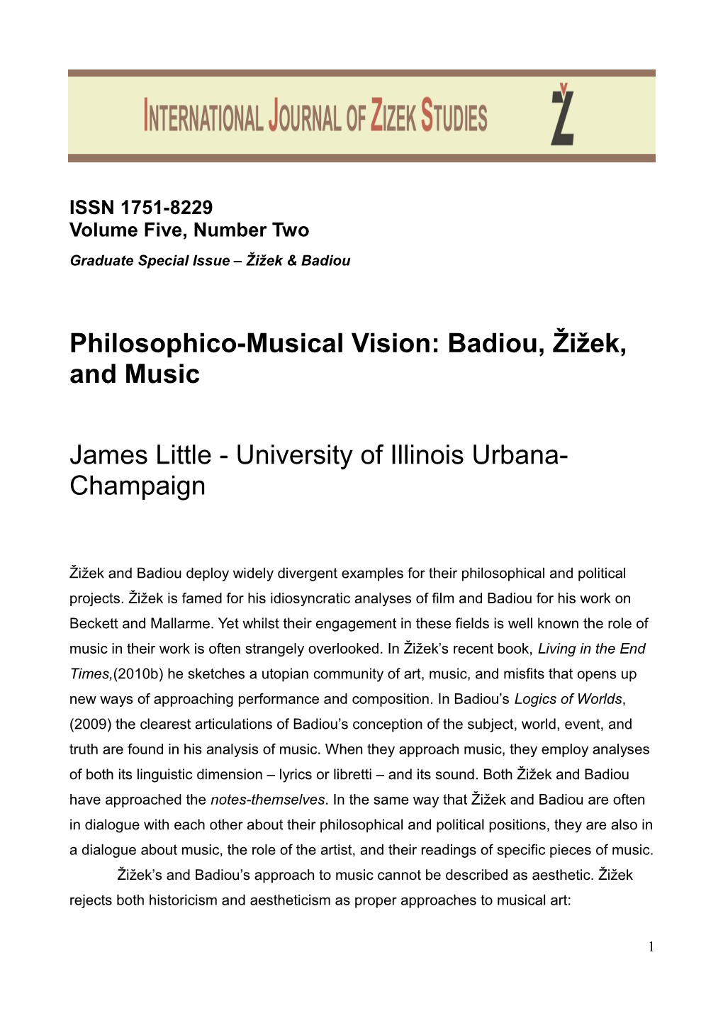 Badiou, Žižek, and Music James Little