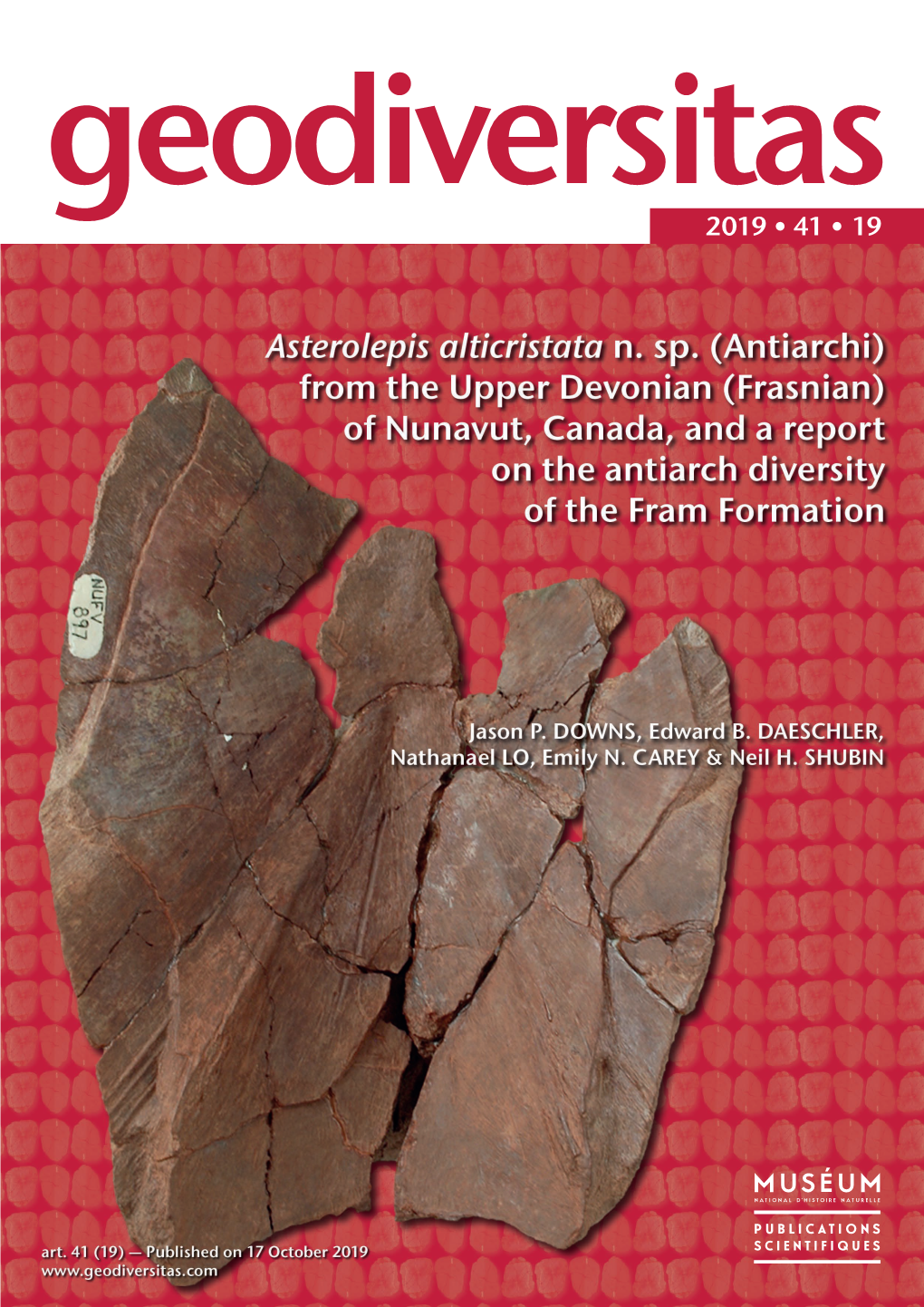 Asterolepis Alticristata N. Sp. (Antiarchi) from the Upper Devonian (Frasnian) of Nunavut, Canada, and a Report on the Antiarch Diversity of the Fram Formation