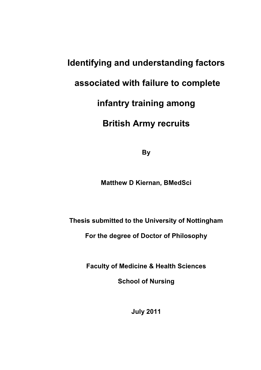 Identifying and Understanding Factors Associated with Failure to Complete