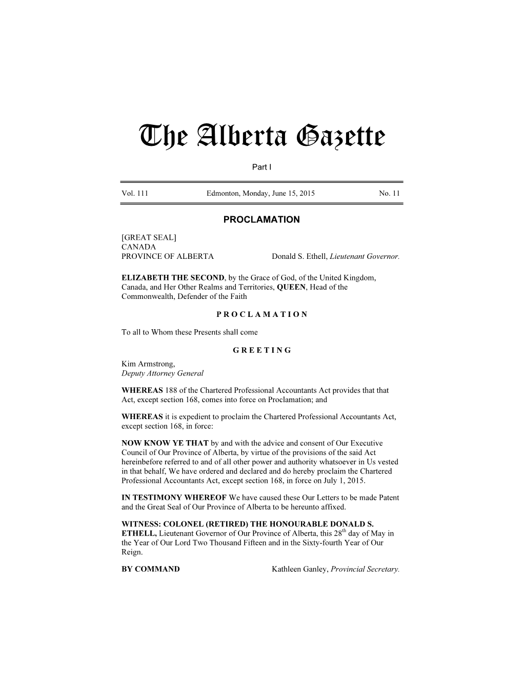 The Alberta Gazette