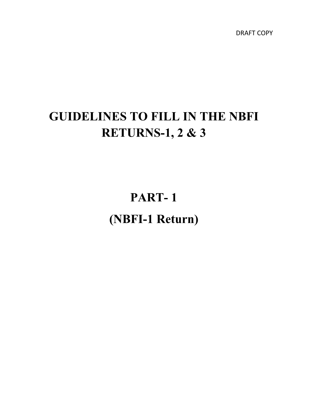 Guidelines to Fill in the Nbfi Returns-1, 2 & 3 Part