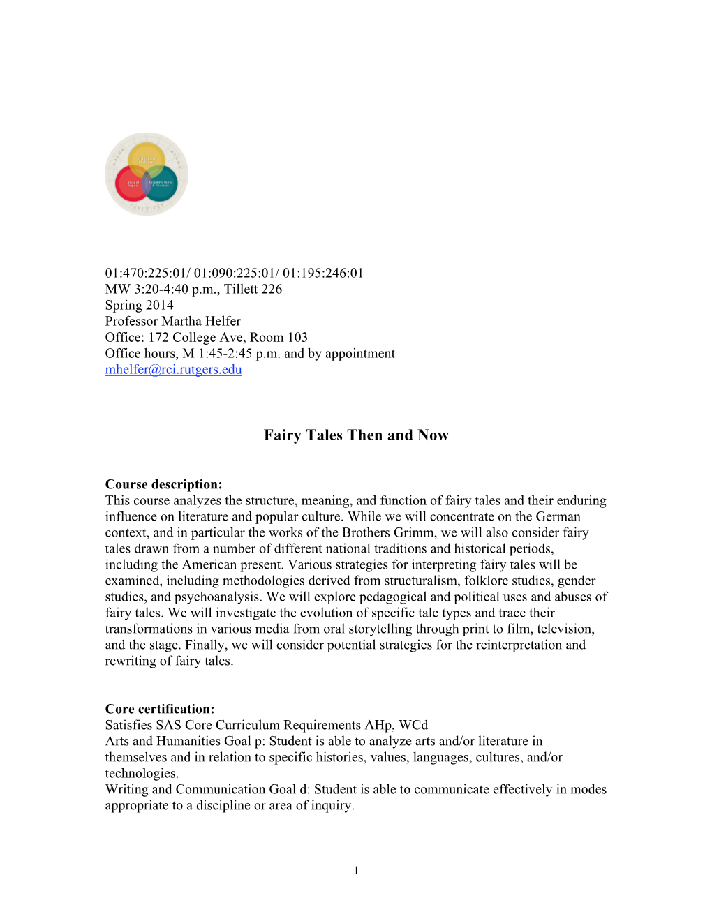 Fairy Tales Then and Now(Syllabus 2014FINAL)