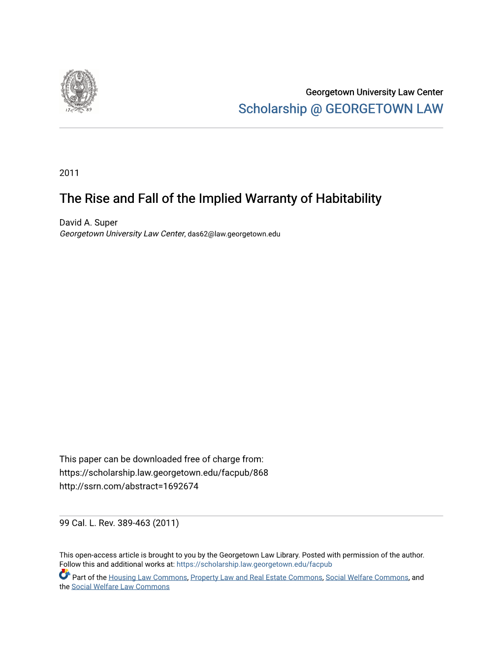 The Rise and Fall of the Implied Warranty of Habitability