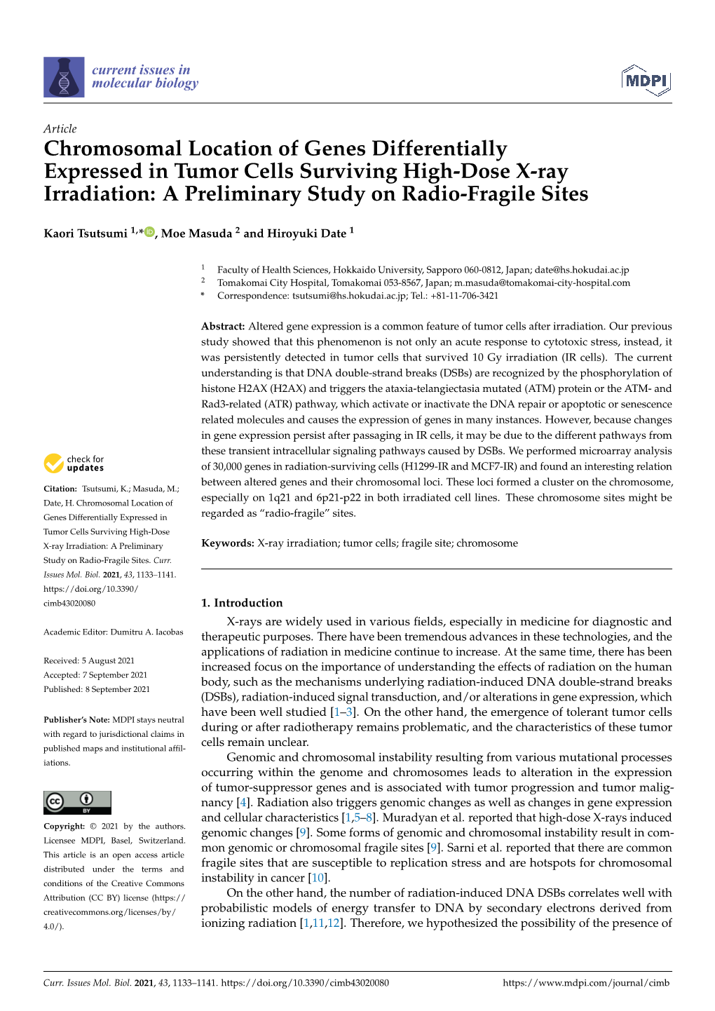 Chromosomal Location of Genes Differentially Expressed in Tumor Cells Surviving High-Dose X-Ray Irradiation: a Preliminary Study on Radio-Fragile Sites