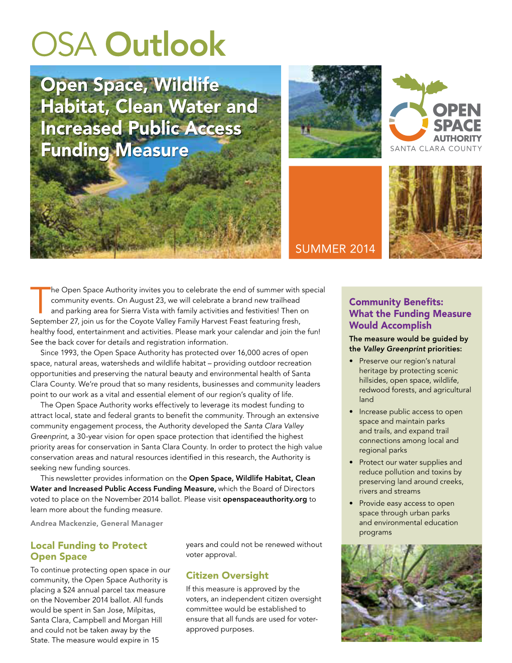 OSA Outlook Open Space, Wildlife Habitat, Clean Water and Increased Public Access Funding Measure