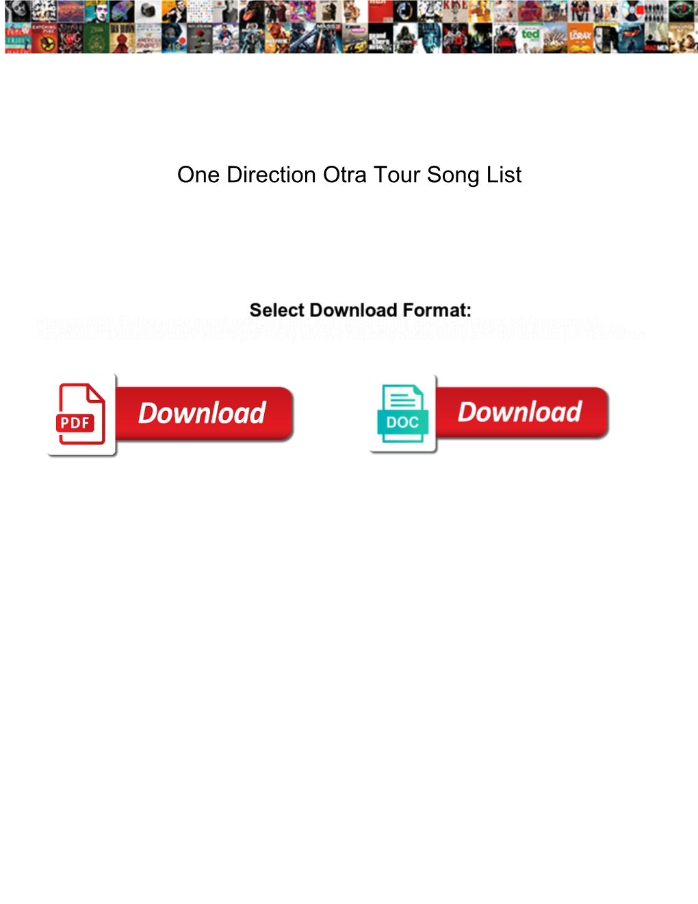 One Direction Otra Tour Song List