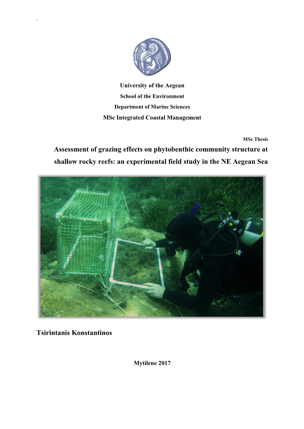 Assessment of Grazing Effects on Phytobenthic Community Structure at Shallow Rocky Reefs: an Experimental Field Study in the NE Aegean Sea