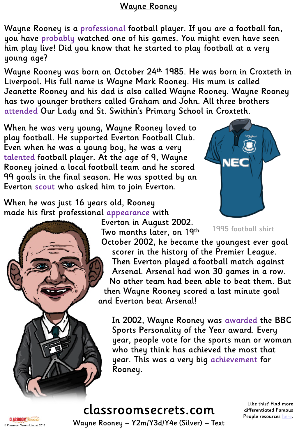 Wayne-Rooney- Reading Comprehension and SPAG.Pdf