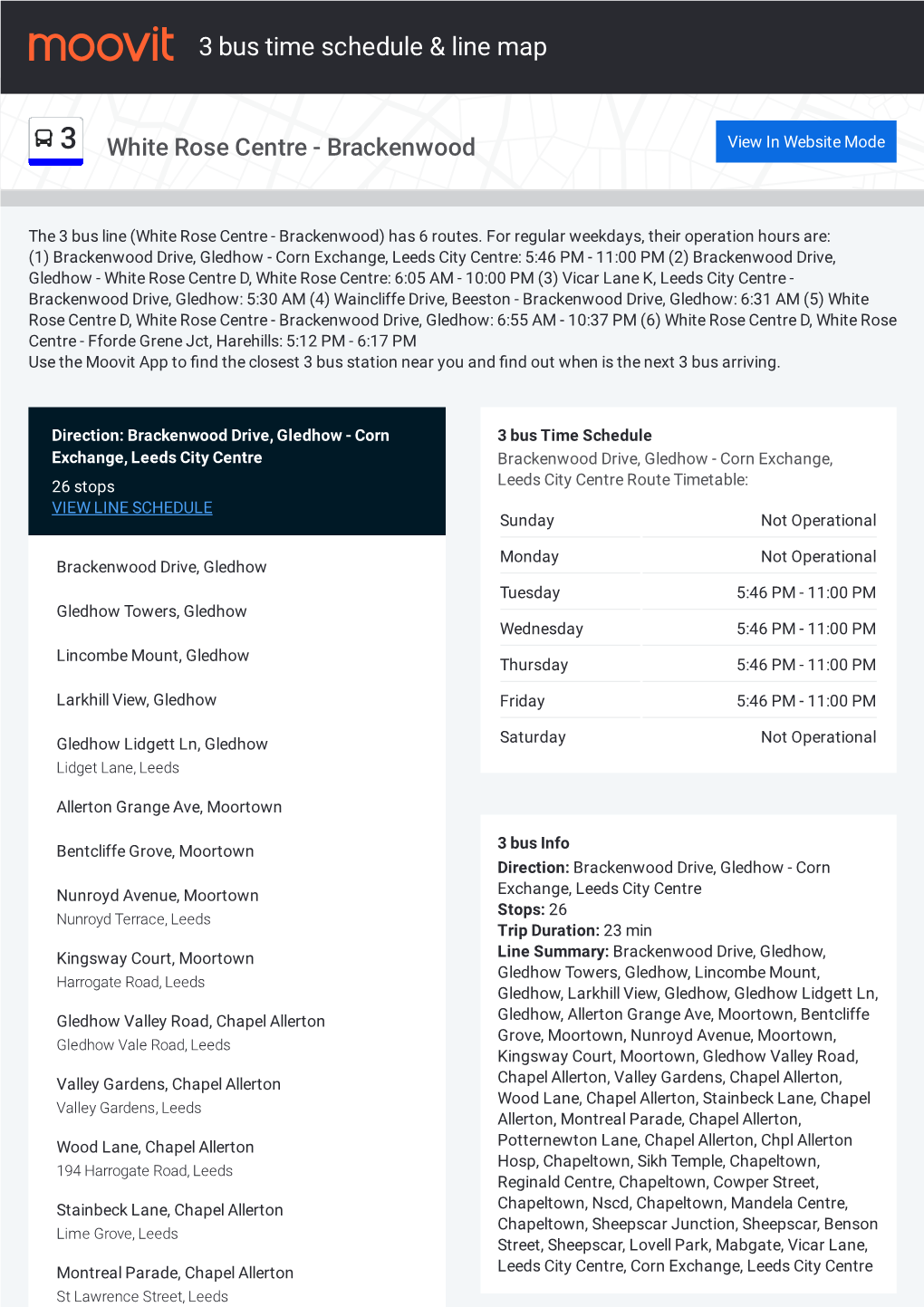 3 Bus Time Schedule & Line Route