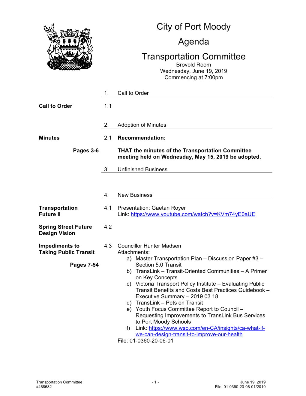 City of Port Moody Agenda Transportation Committee