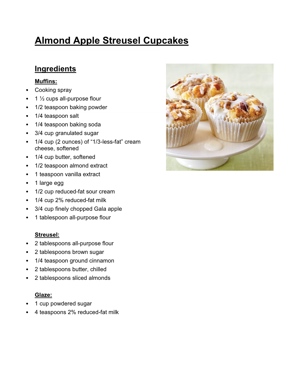 Almond Apple Streusel Cupcakes
