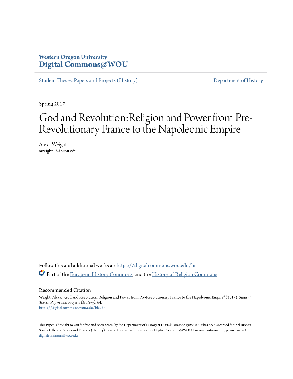 God and Revolution:Religion and Power from Pre-Revolutionary France to the Napoleonic Empire