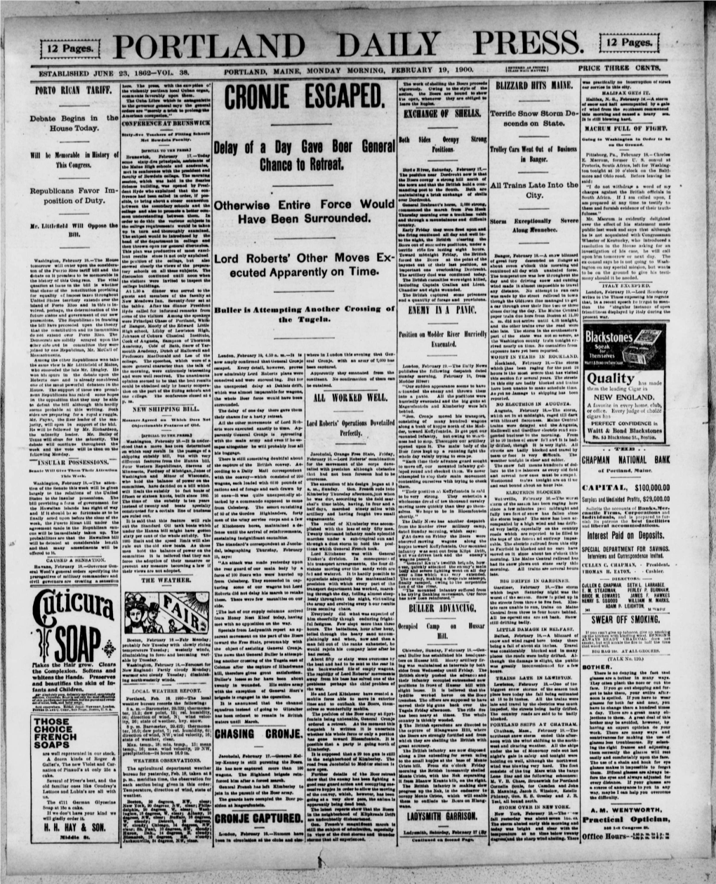 Portland Daily Press: February 19, 1900