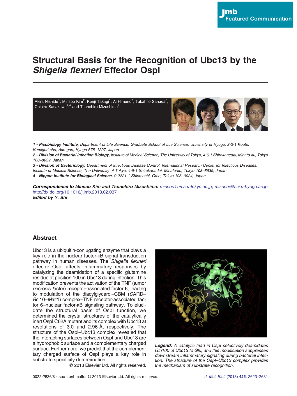 Structural Basis for the Recognition of Ubc13 by the Shigella Flexneri Effector Ospi