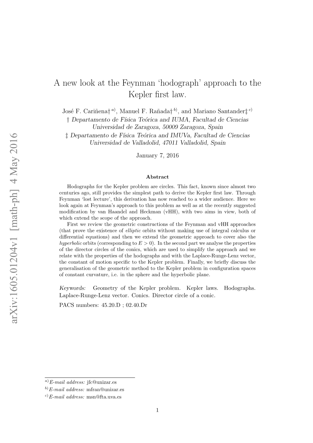 'Hodograph' Approach to the Kepler First Law