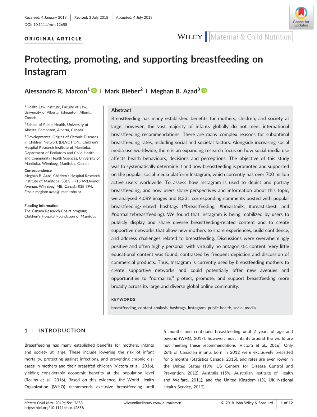 Protecting, Promoting, and Supporting Breastfeeding on Instagram