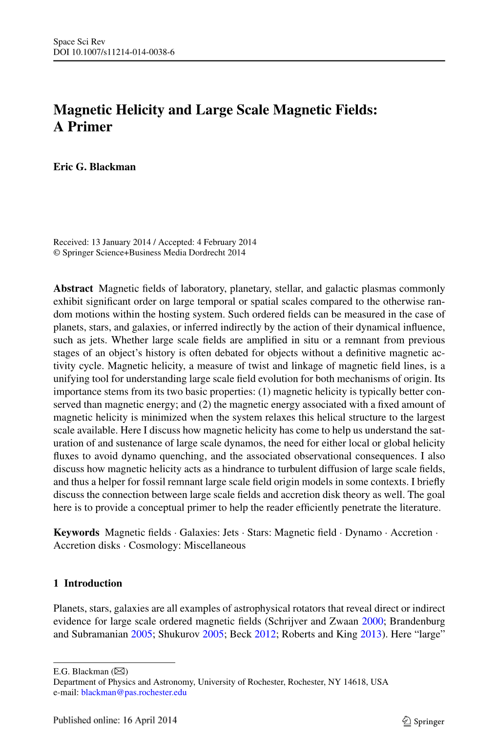 Magnetic Helicity and Large Scale Magnetic Fields: Aprimer