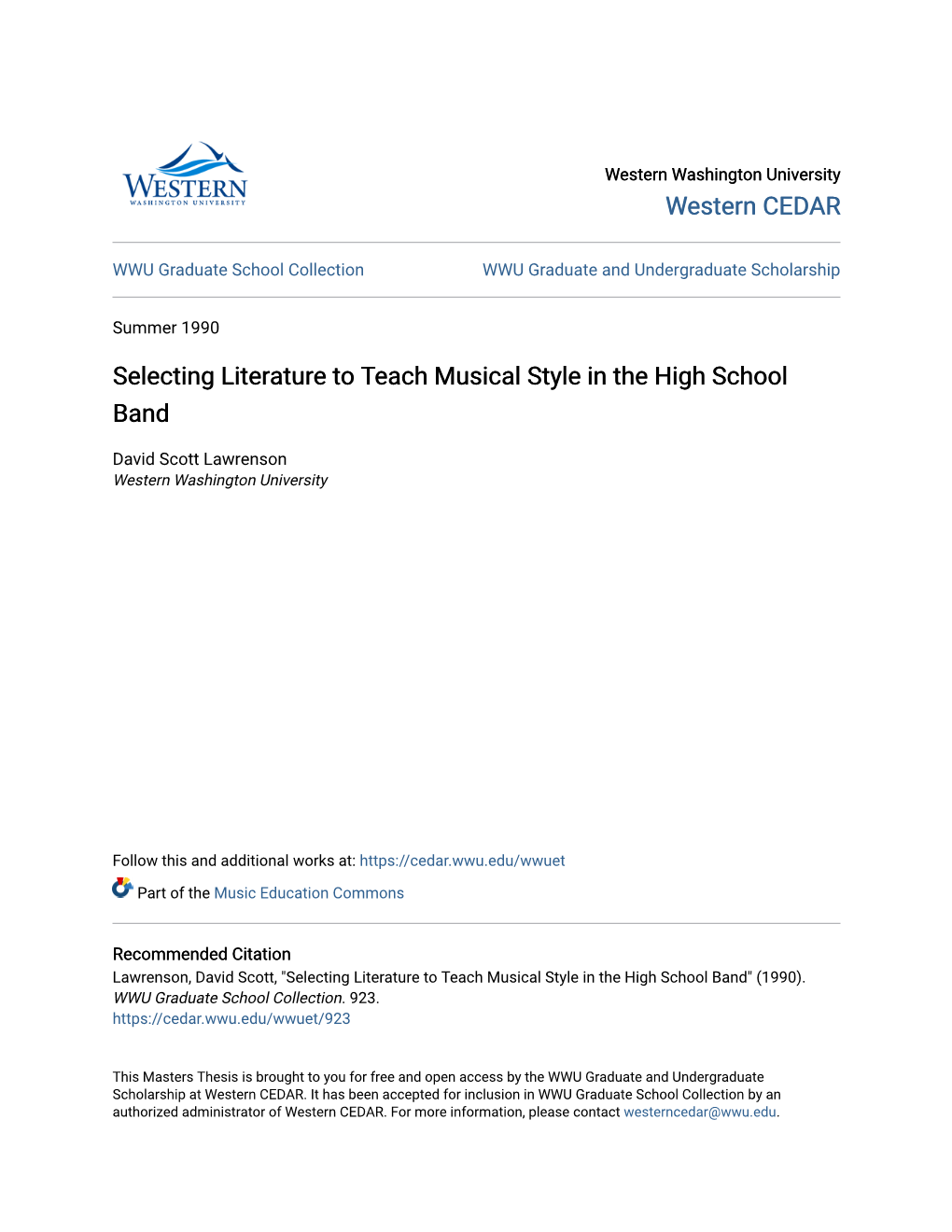 Selecting Literature to Teach Musical Style in the High School Band