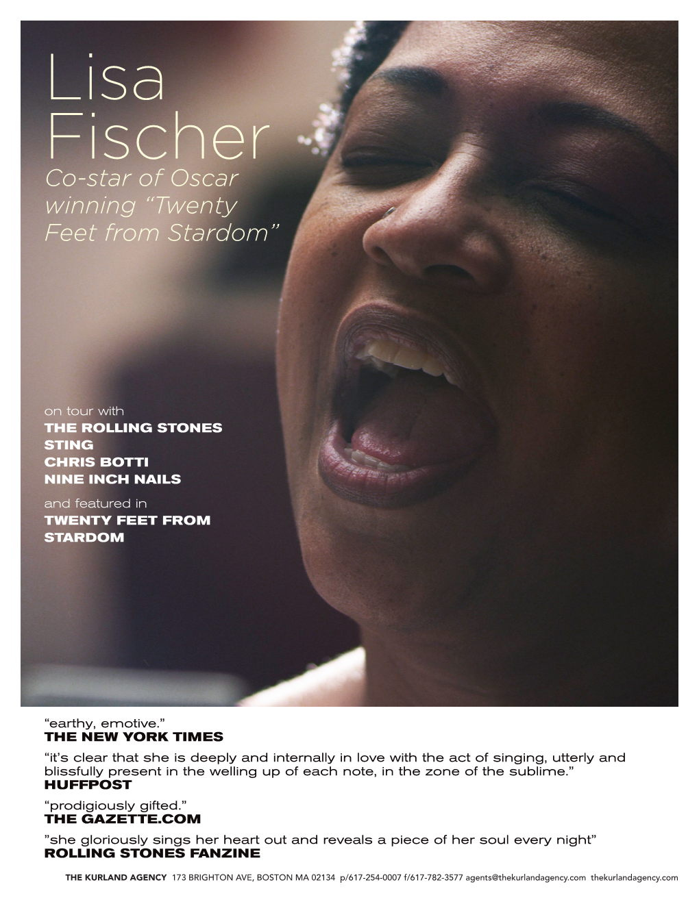 Lisa Fischer Co-Star of Oscar Winning “Twenty Feet from Stardom”