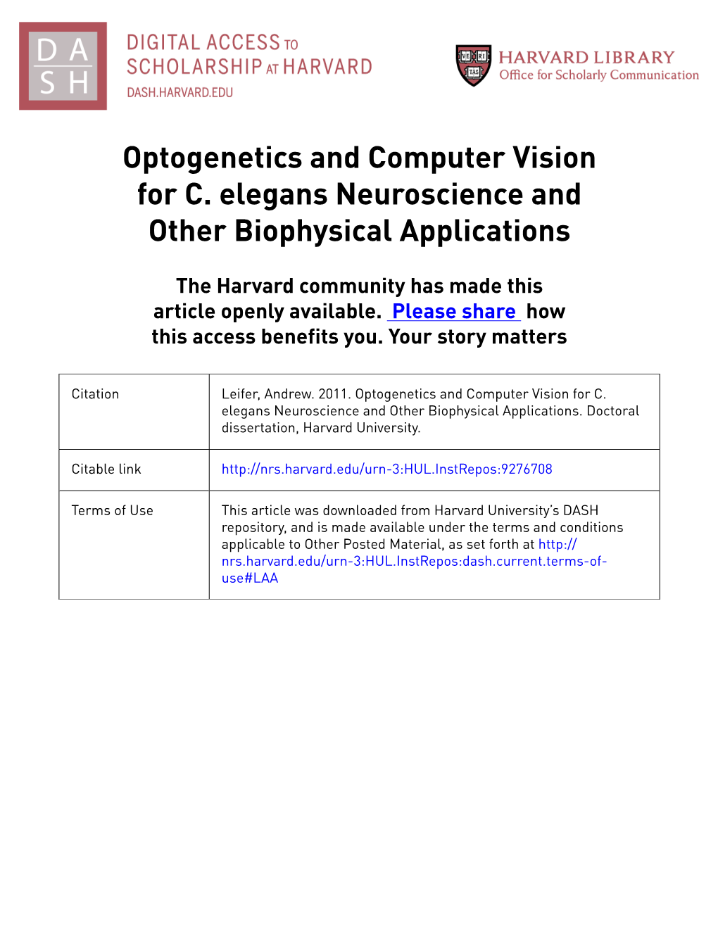 C. Elegans Neuroscience and Other Biophysical Applications