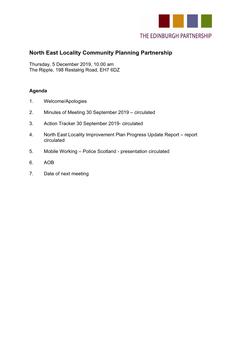 North East Locality Community Planning Partnership