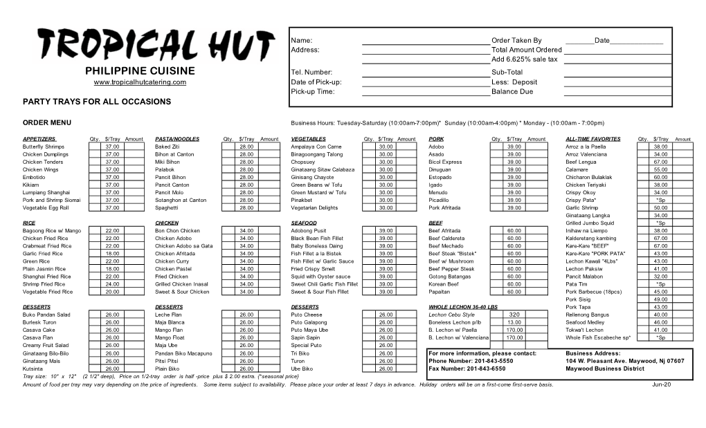 TH7 MAYWOOD PARTY TRAYS MENU.Xls