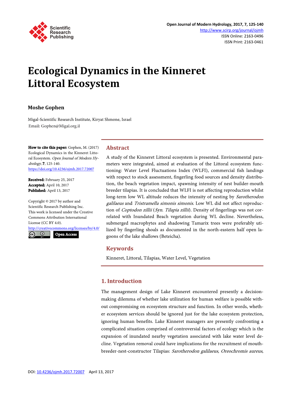 Ecological Dynamics in the Kinneret Littoral Ecosystem