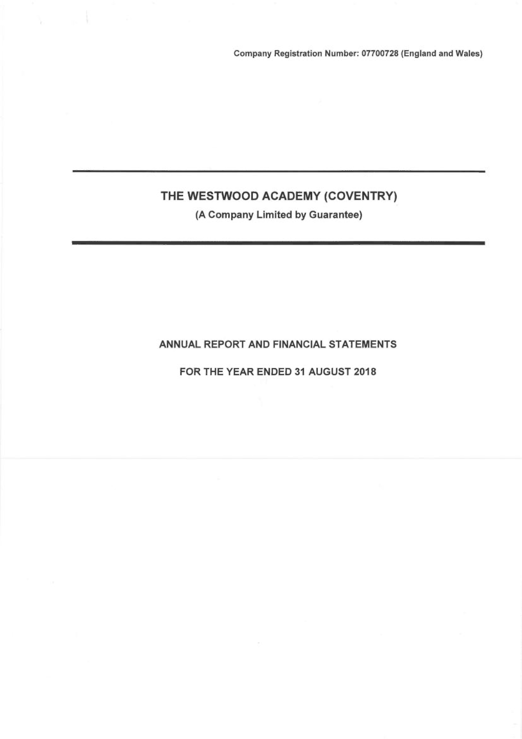 THE WESTWOOD ACADEMY (COVENTRY) (A Company Limited by Guarantee)