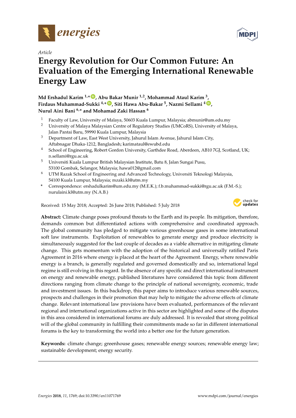 Energy Revolution for Our Common Future: an Evaluation of the Emerging International Renewable Energy Law