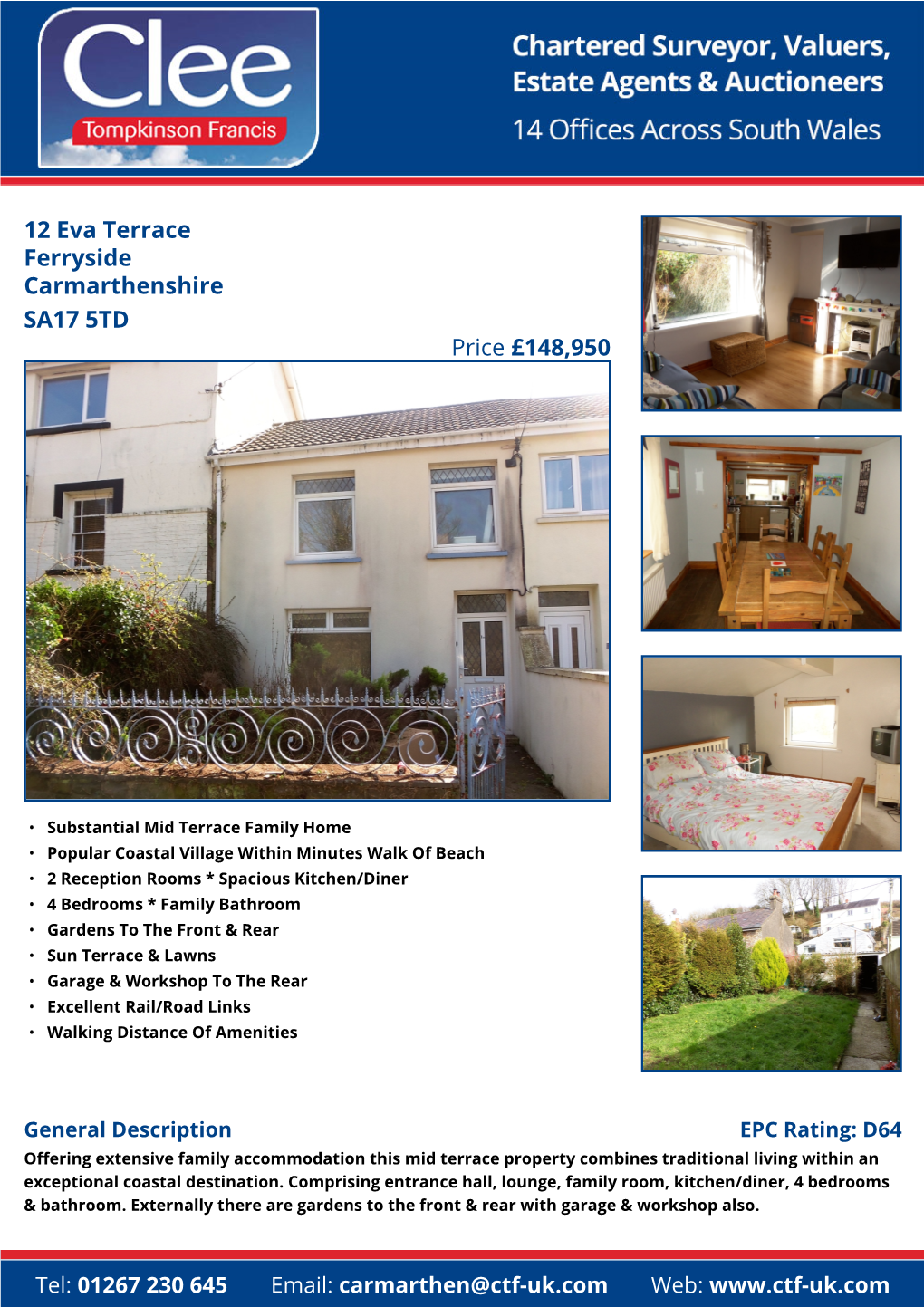 12 Eva Terrace Ferryside Carmarthenshire SA17 5TD Price £148,950