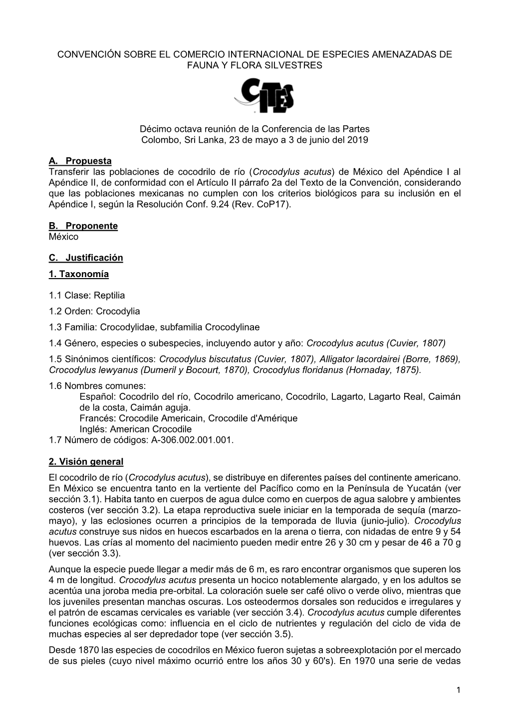 S-Cop18-Prop Draft-Crocodylus Acutus-Mexico.Pdf