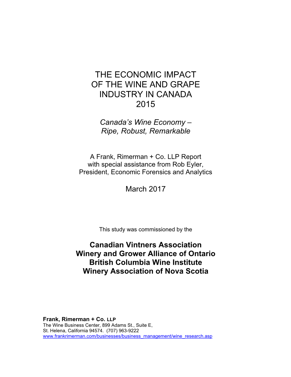 Canada 2015 Economic Impact Report