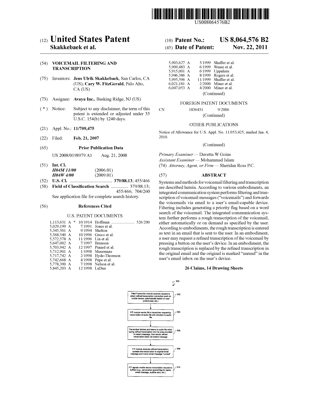 (12) United States Patent (10) Patent No.: US 8,064,576 B2 Skakkebaek Et Al