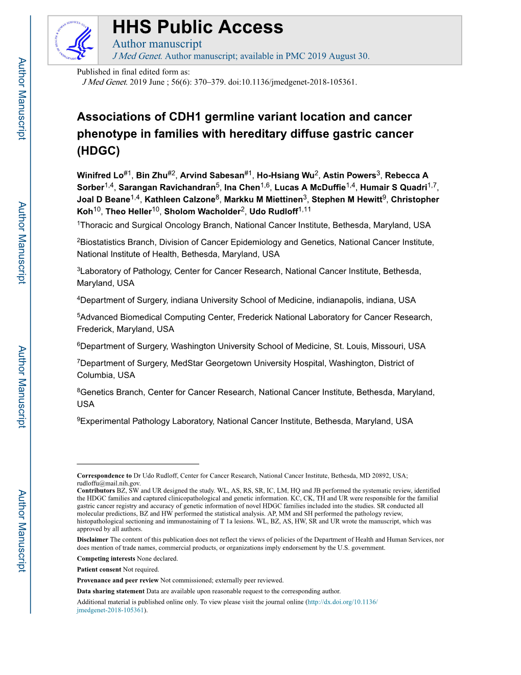 Associations of CDH1 Germline Variant Location and Cancer Phenotype in Families with Hereditary Diffuse Gastric Cancer (HDGC)