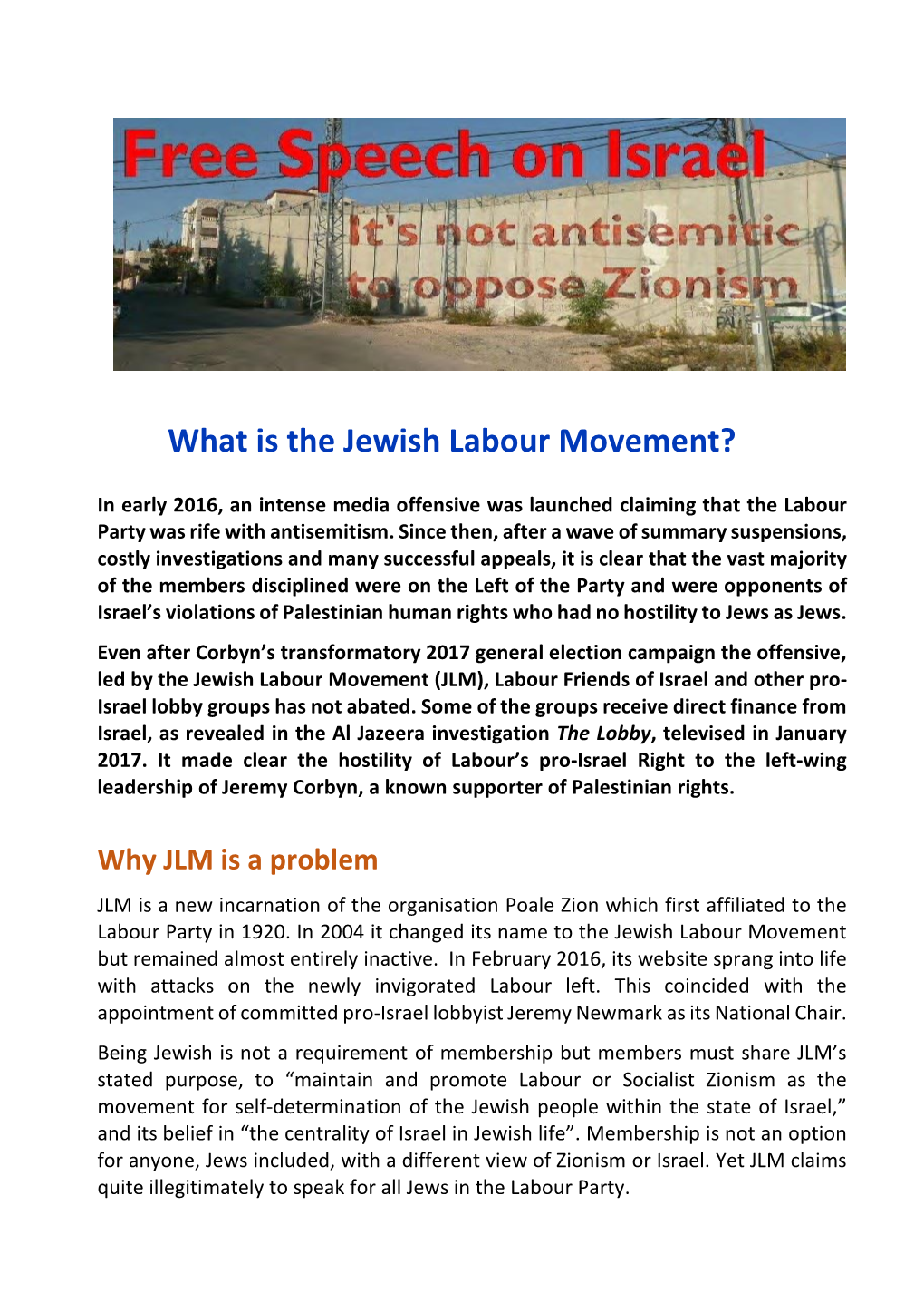 What Is the Jewish Labour Movement?