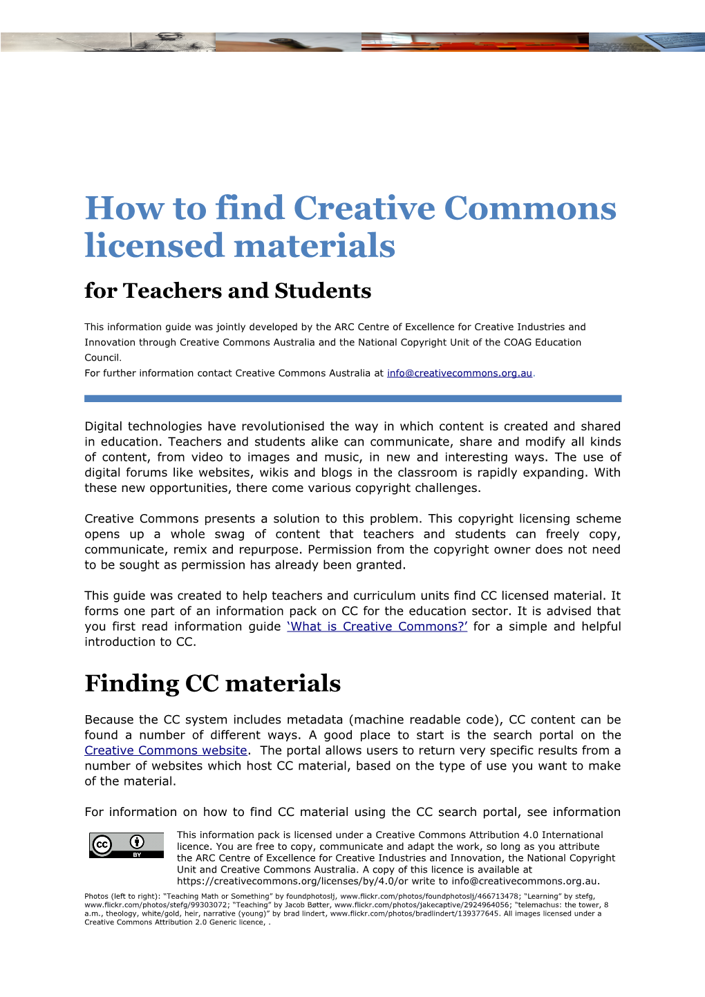 Finding Creative Commons Materials