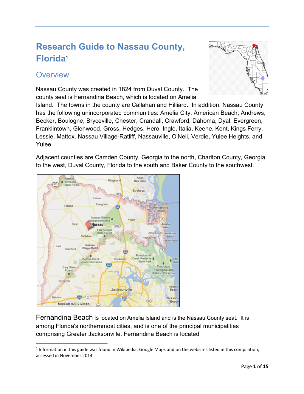 Nassau County Florida Genealogical Research Guide