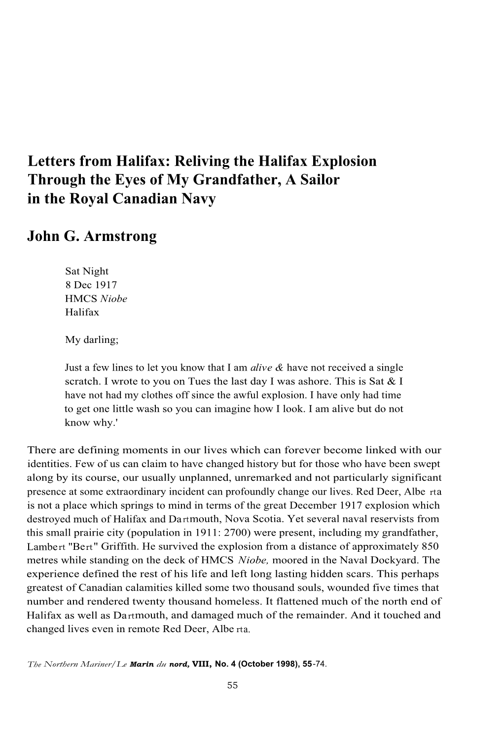 Letters from Halifax: Reliving the Halifax Explosion Through the Eyes of My Grandfather, a Sailor in the Royal Canadian Navy