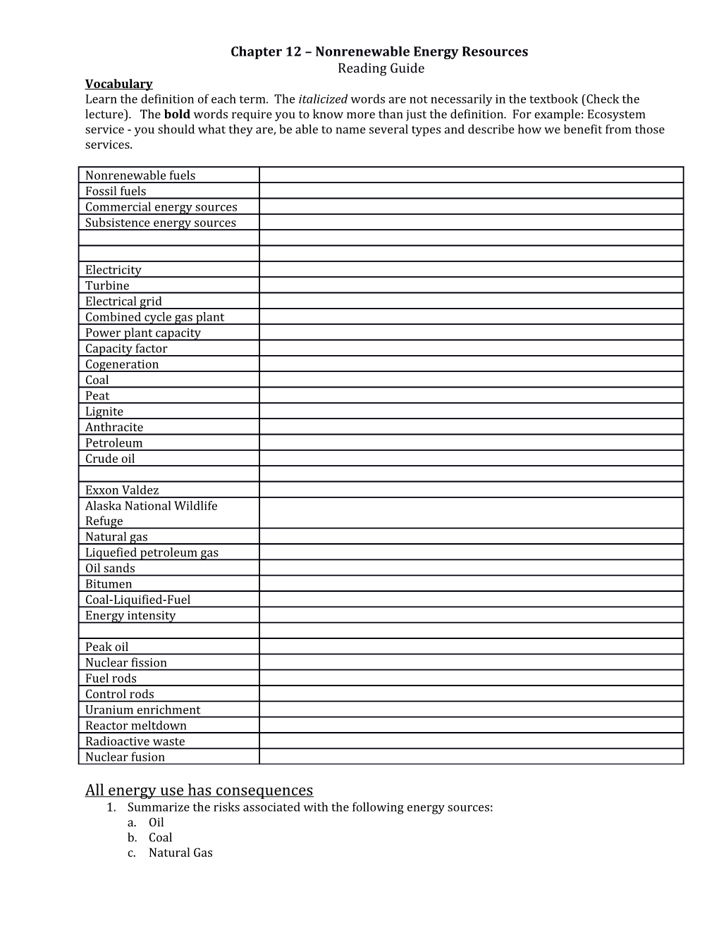 Chapter 12 Nonrenewable Energy Resources