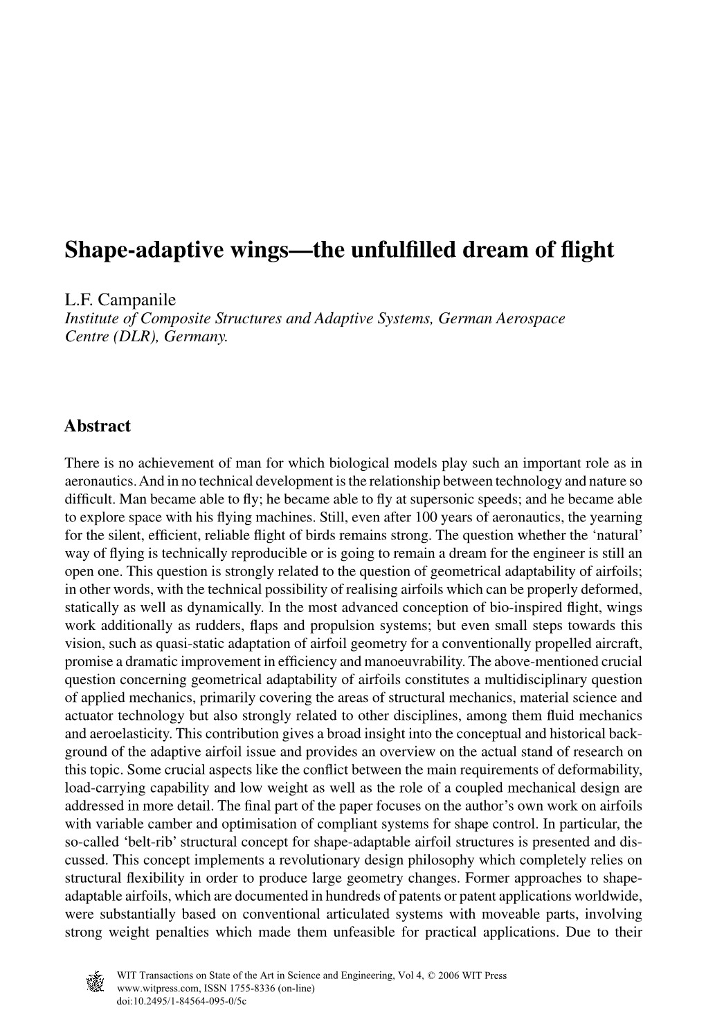 Shape-Adaptive Wings—The Unfulfilled Dream of Flight