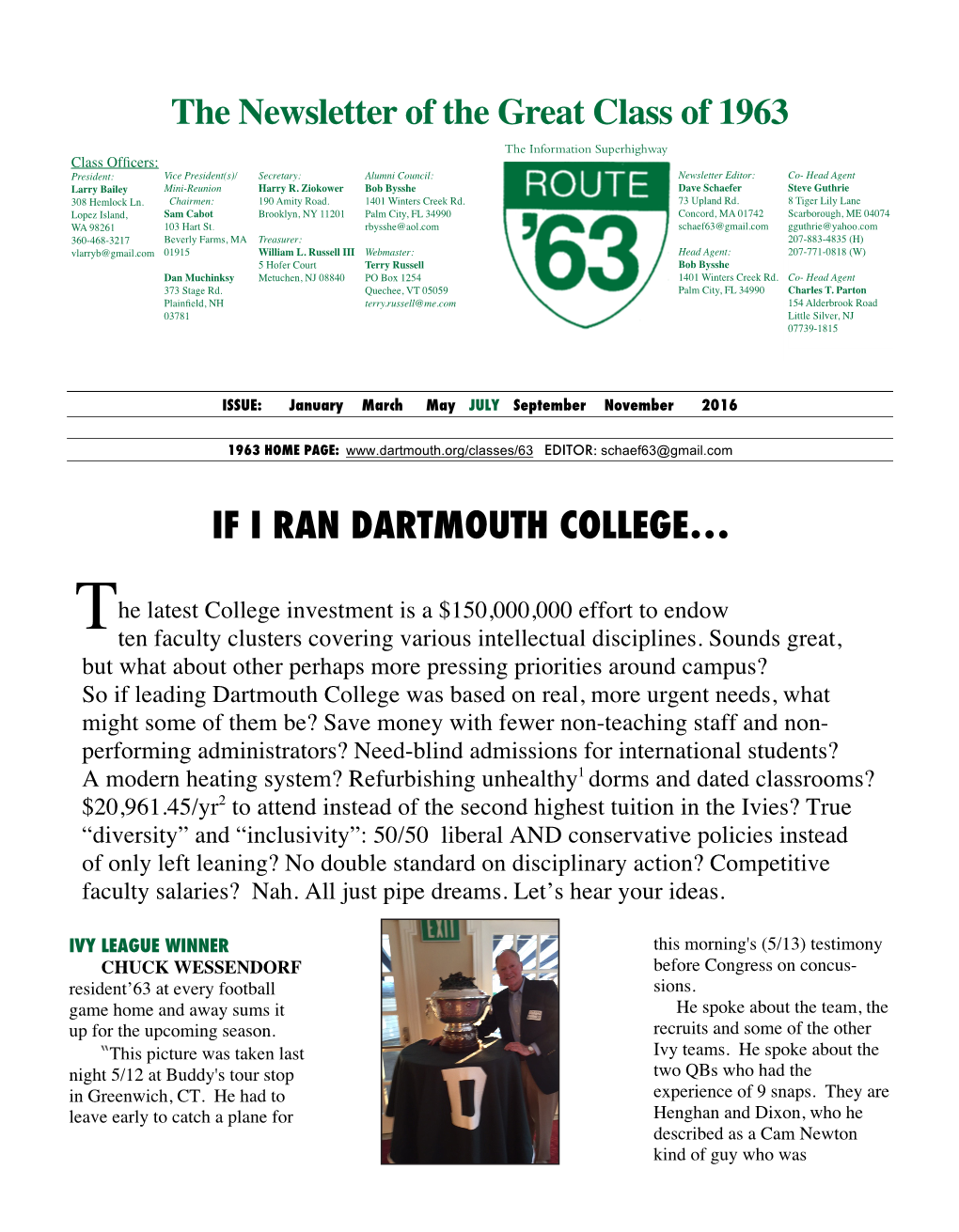 July 2016 Dartmouth Class of 1963 Page 3