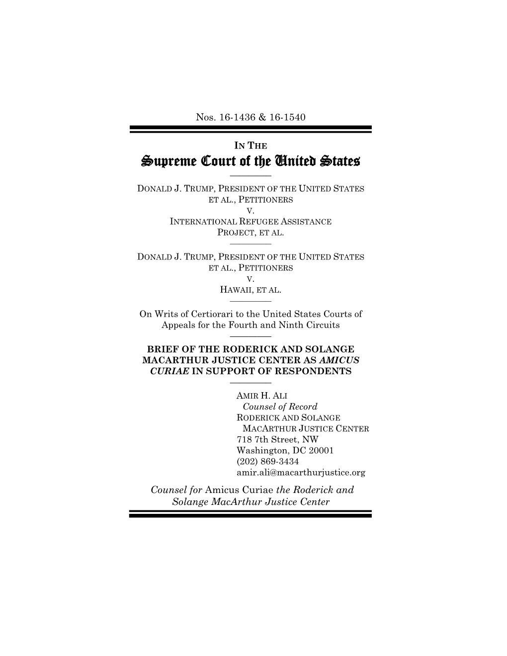 Supreme Court of the United States ————– DONALD J