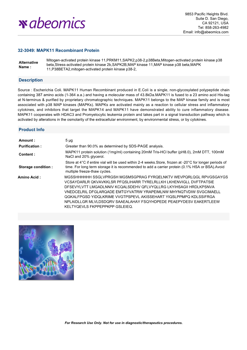 32-3049: MAPK11 Recombinant Protein Description Product Info